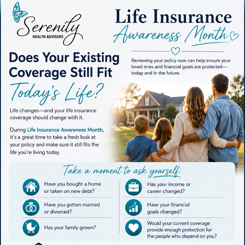 Serenity Health Advisors Blog - 💙 Life Insurance Awareness Month: Does Your Existing Coverage Still Fit Your Life Today?