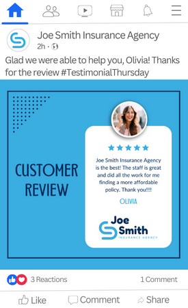 Social Media Example - Testimonials